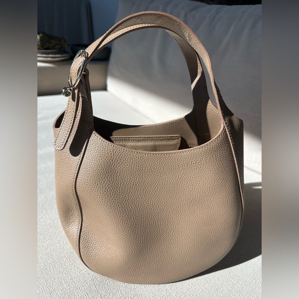 Longchamp Taupe Leather Hobo Bag
